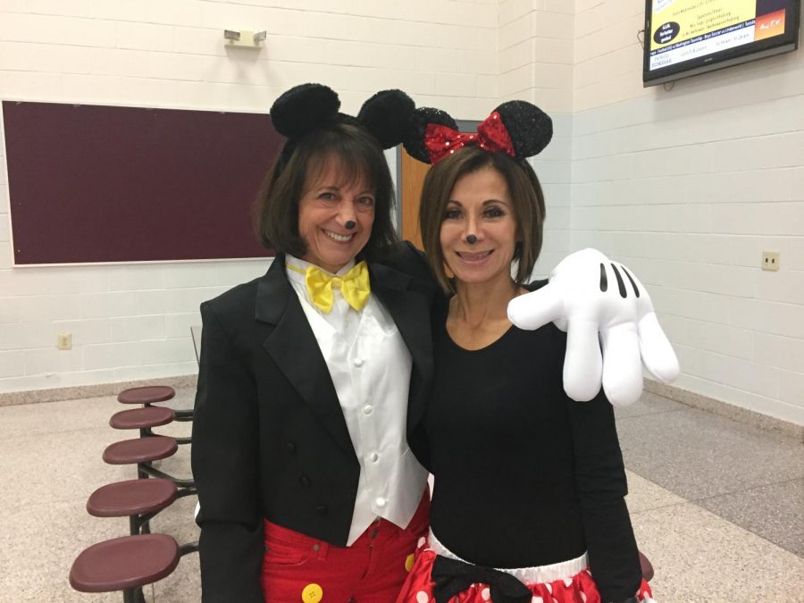 Ms. Gallombardo and Ms. Rodenheiser as Mickey and Minnie Mouse