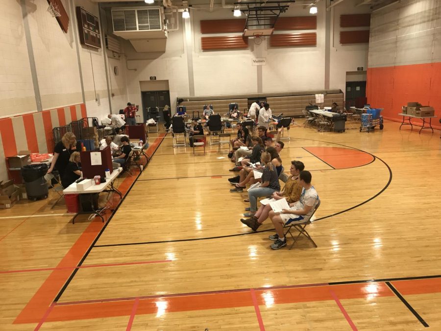 Volunteers wait to donate at Spring Blood Drive