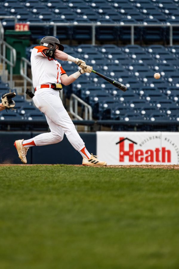 Swinging at bat at Trenton Thunder Stadium