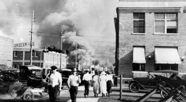 The rioters walking home after burning down numerous buildings.