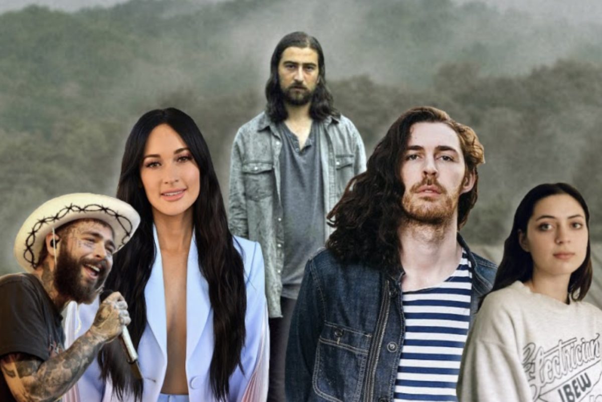 Noah+Kahan+and+some+of+his+collaborators.+From+left+to+right%3A+Post+Malone%2C+Kacey+Musgraves%2C+Noah+Kahan%2C+Hozier%2C+and+Lizzy+McAlpine.+