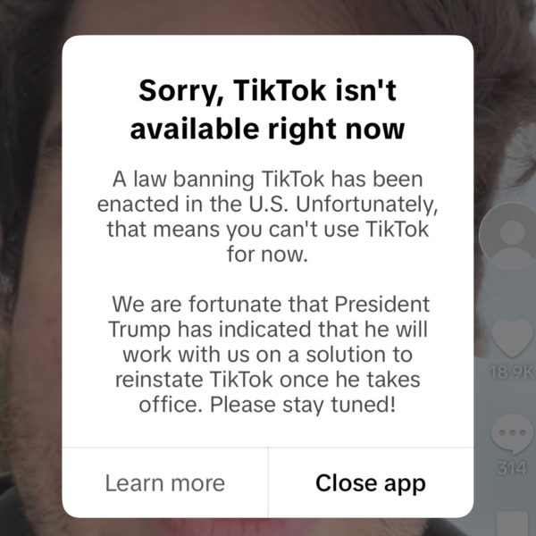 TikToks message regarding the ban. 