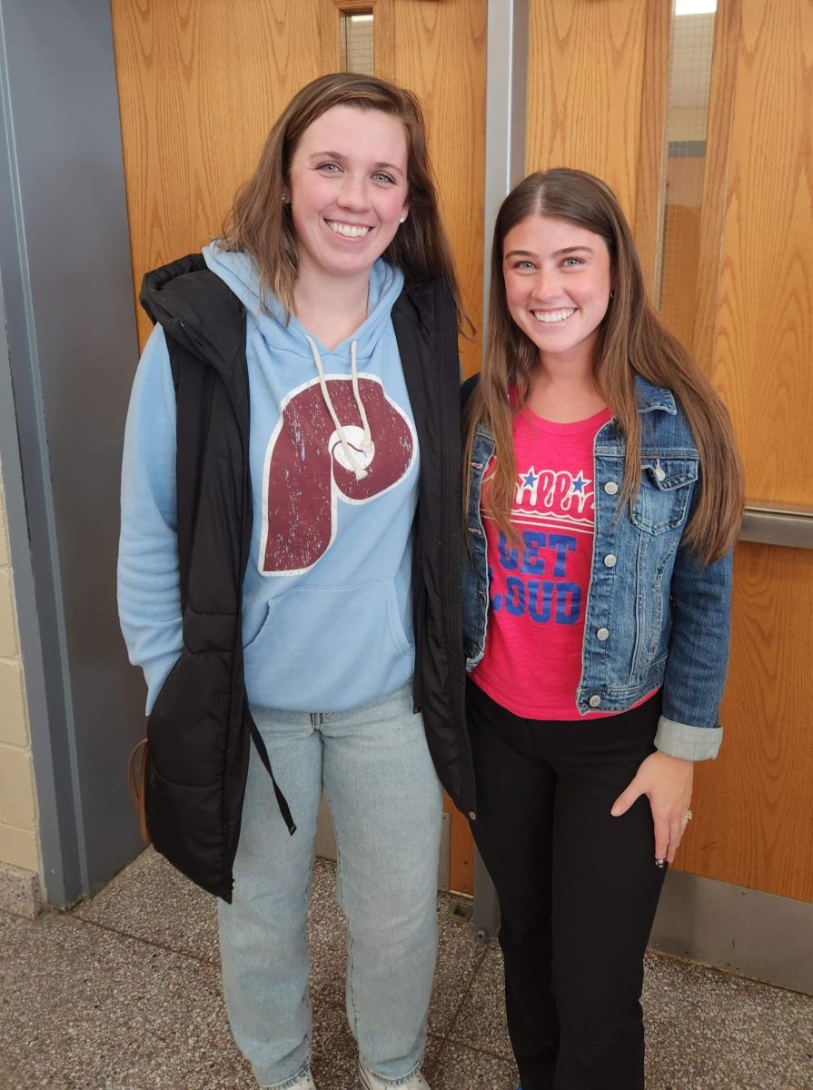 Mrs. Hayhow (L) and Mrs. Ingrao (R) are ready for Phillies Opening Day! 