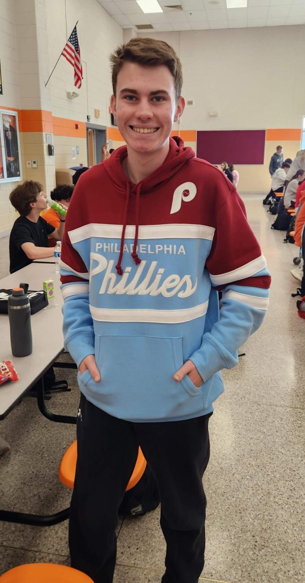 Jack Murphy ('29) shows off his Phillies gear for Opening Day.